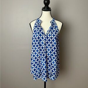 Mud Pie blue/cobalt and white flowy sleeveless blouse size small